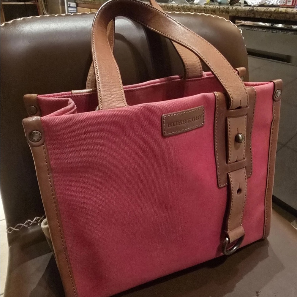 Burberry Red with Brown leather trim Women's Tote Bag